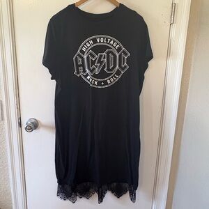 Black AC/DC Graphic T-Shirt Dress